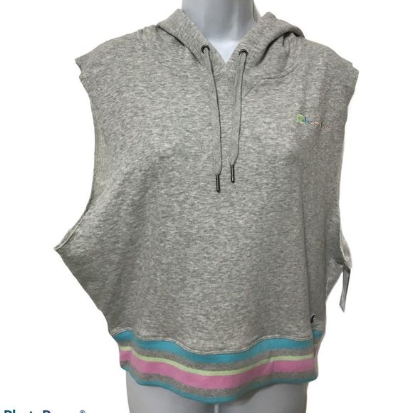 Champion Campus Grey French Terry Lined Sleeveless Hooded Cropped Vest Sz L NEW - Picture 5 of 15